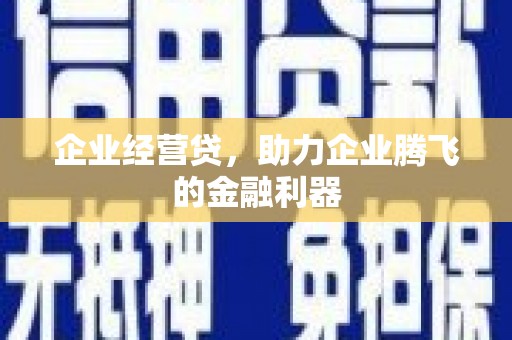 思南企业经营贷，助力企业腾飞的金融利器