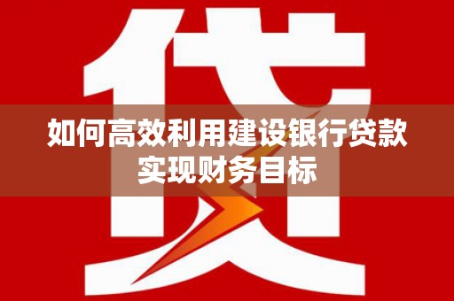 思南如何高效利用建设银行贷款实现财务目标
