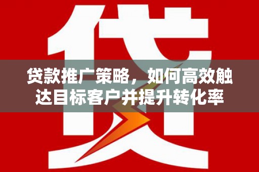 思南贷款推广策略，如何高效触达目标客户并提升转化率