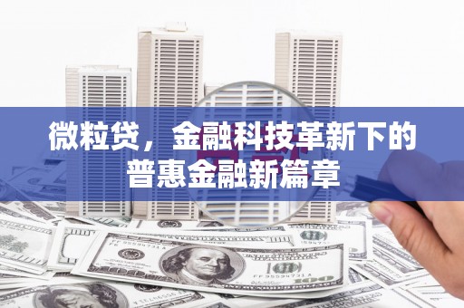 思南微粒贷，金融科技革新下的普惠金融新篇章