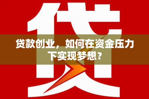 思南贷款创业，如何在资金压力下实现梦想？