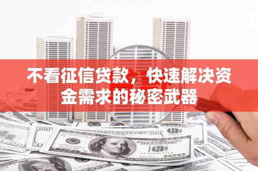 思南不看征信贷款，快速解决资金需求的秘密武器