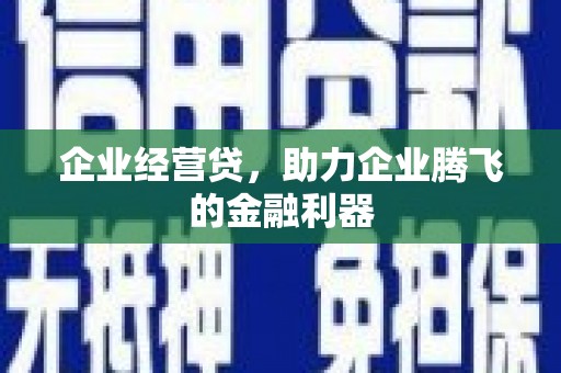 思南企业经营贷，助力企业腾飞的金融利器